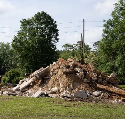 A pile of dirt and rubble