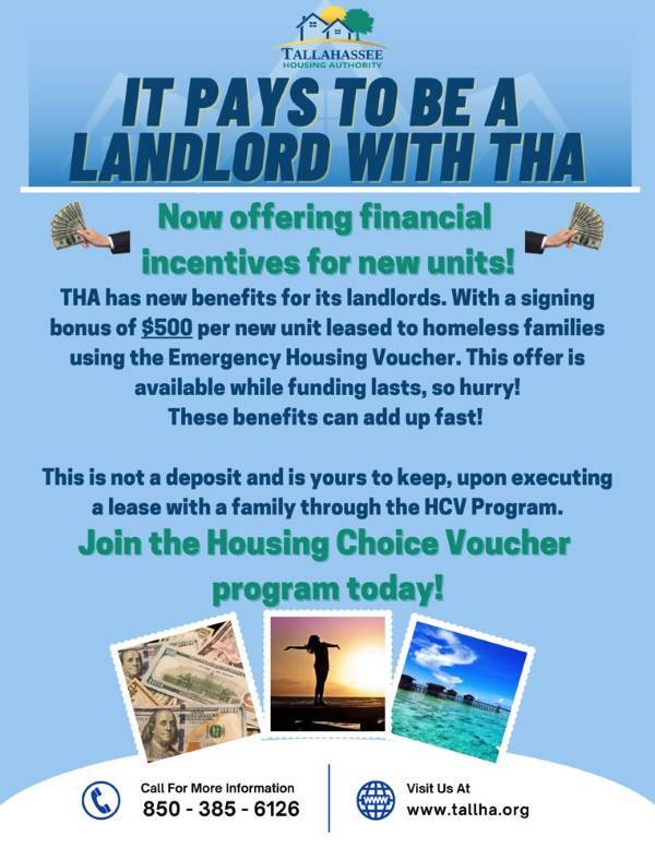 It Pays to Be A Landlord with THA. All information from this flyer is listed below.