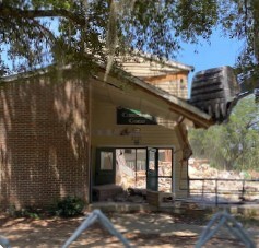 The Community Center being demolished.