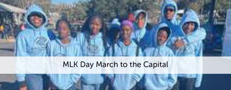 MLK Day March to the Capital - A group of boys and girls in their matching BGCBB sweatshirts.