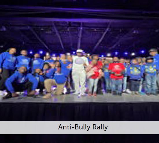 Anti-Bully Rally - A large group posing on stage.