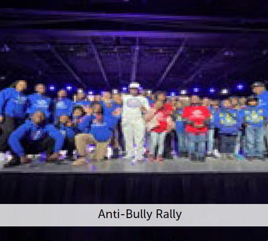 Anti-Bully Rally - A large group posing on stage.