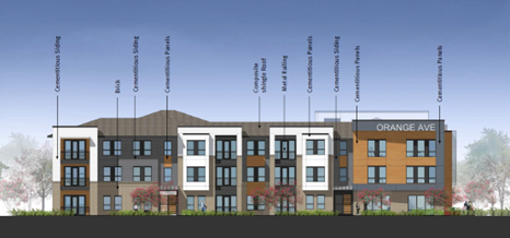 A diagram showing the materials that will be used in construction on the buildings.