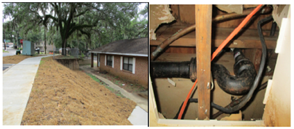 A collage of a home and the pipes in it.