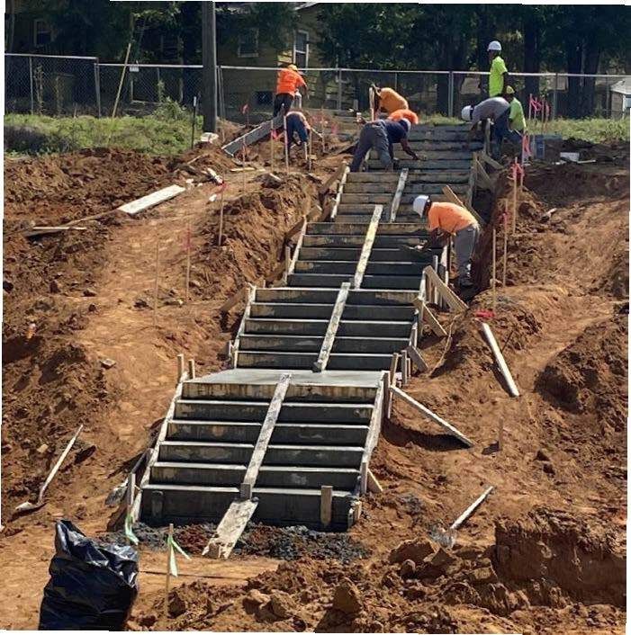 Construction of exterior stairs. 