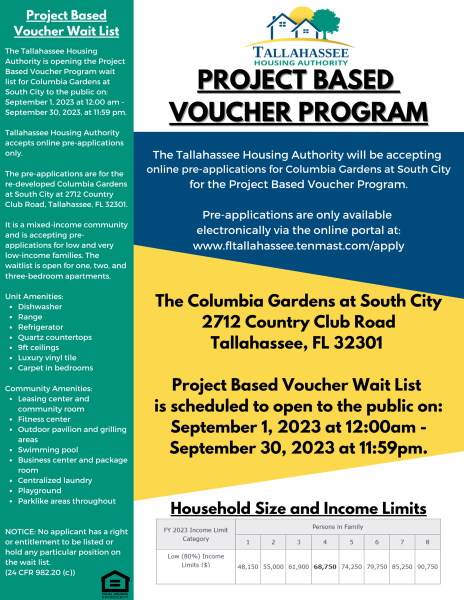 Project Based Voucher Program Flier. The information can be found above.