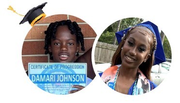 Damari and Sloria, graduates.