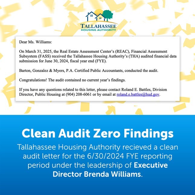 clean Audit - zero findings note. All information as listed below.