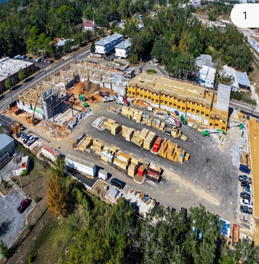 An aerial view showing the progress of Lake Bradford in November 2025.