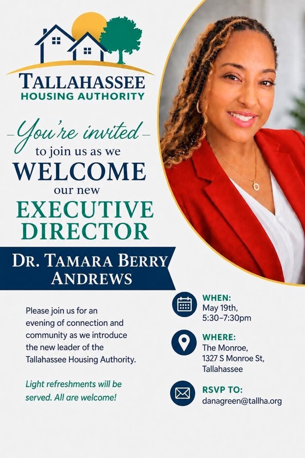 You're invited: Welcome our new Executive Director flyer. All information as listed below.
