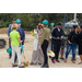 Group talking before groundbreaking. 